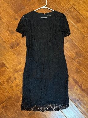 Laundry By Shelli Segal Black Crochet Lace Mini Dress